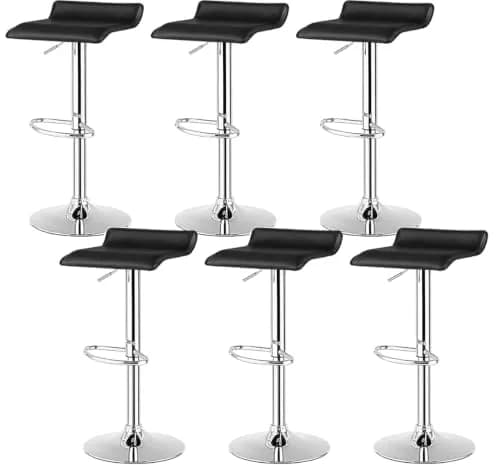 NAFORT Adjustable Swivel Bar Stools Set of 6 | Height-Adjustable PU Leather Seating (70-120c) thumbnail 1