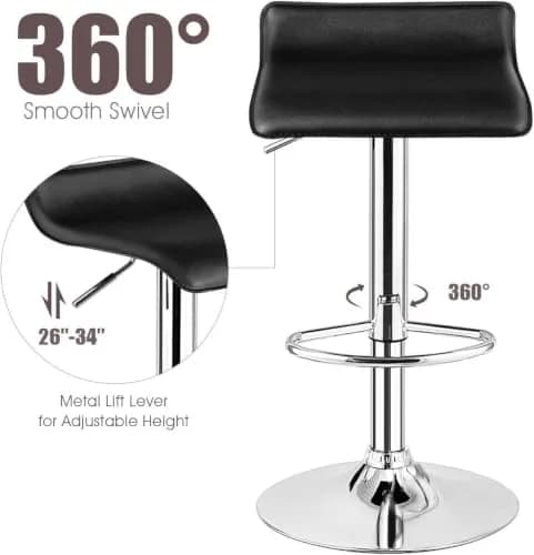 NAFORT Adjustable Swivel Bar Stools Set of 6 | Height-Adjustable PU Leather Seating (70-120c) thumbnail 6