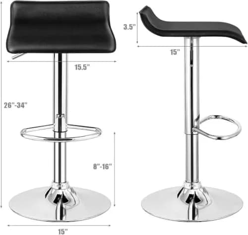 NAFORT Adjustable Swivel Bar Stools Set of 6 | Height-Adjustable PU Leather Seating (70-120c) thumbnail 3