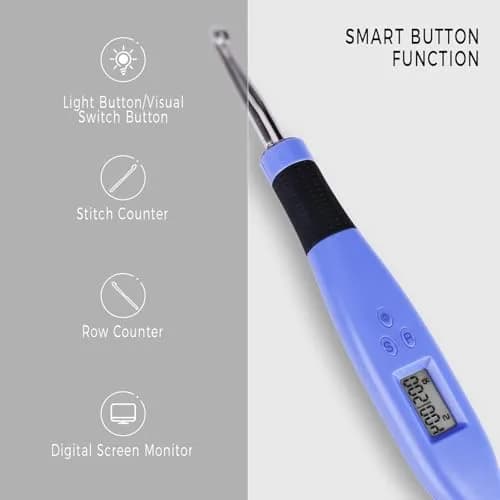 Zcvtbye Light Up Crochet Hooks Set, 24 Sizes with Light & Digital Counter | Ergonomic & Rechargeable thumbnail 3