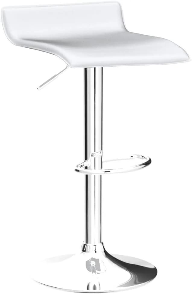 NAFORT White Bar Stools Set of 6 | Adjustable Height PU Leather Seats, Modern Kitchen & Bar Furniture thumbnail 6