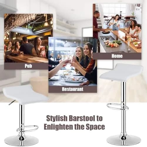 NAFORT White Bar Stools Set of 6 | Adjustable Height PU Leather Seats, Modern Kitchen & Bar Furniture thumbnail 9
