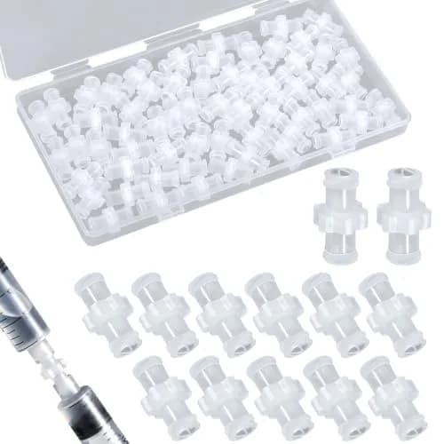 AIEX 100pcs Luer Lock Adapter Kit, Female Luer Lock Coupler Connector | PP, Transparent, Reusable thumbnail 1