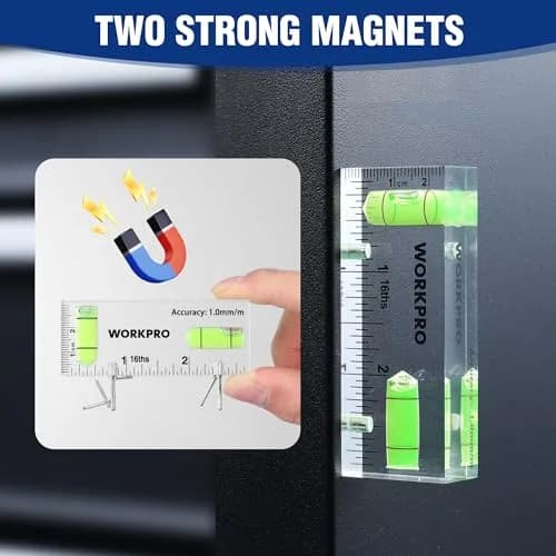 WORKPRO 3 Inch Magnetic Pocket Level (Pack of 2) | Compact, Magnetic & Accurate for DIY & Professionals thumbnail 4
