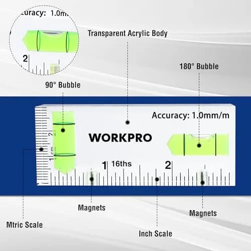 WORKPRO 3 Inch Magnetic Pocket Level (Pack of 2) | Compact, Magnetic & Accurate for DIY & Professionals thumbnail 3