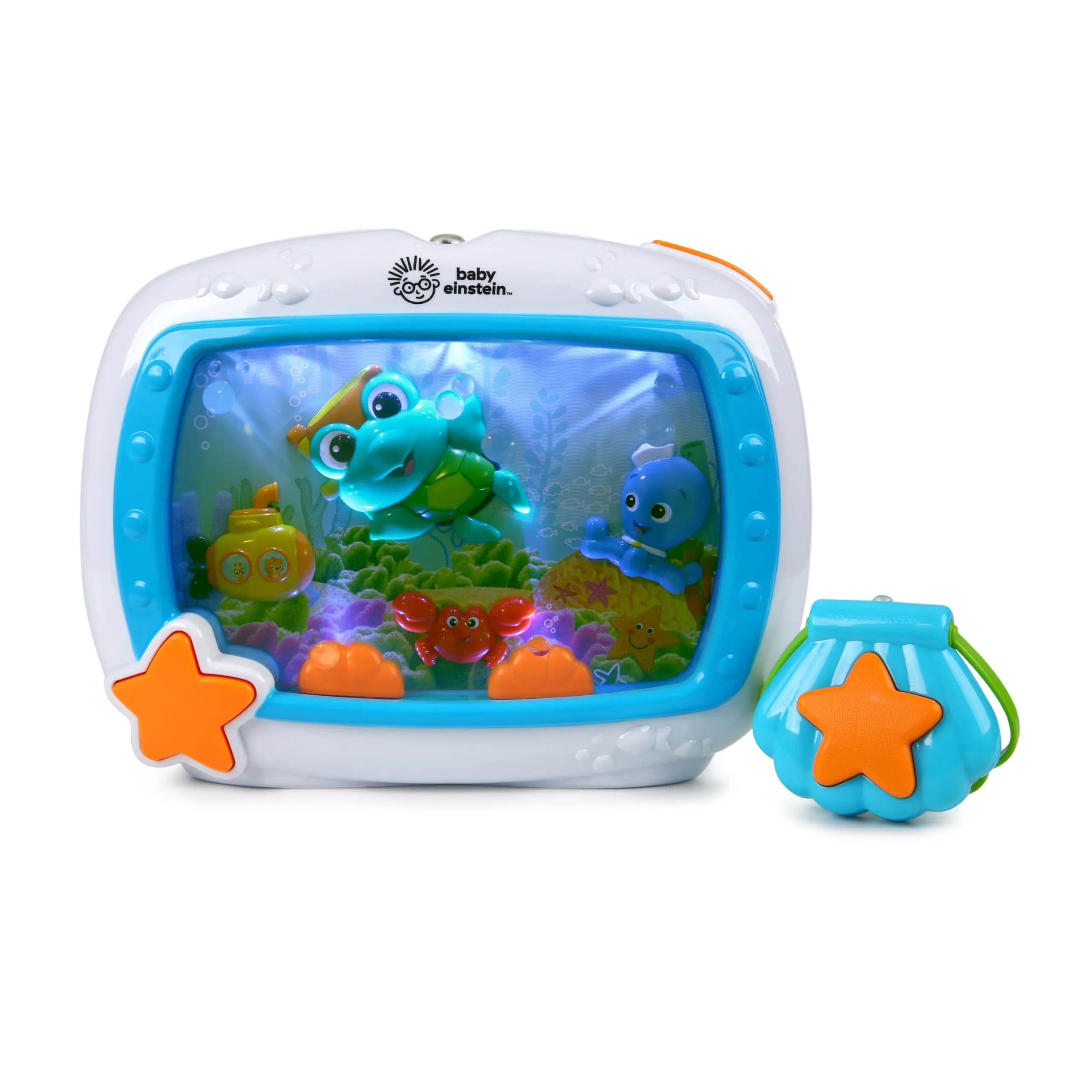 Baby Einstein 2-in-1 Sea Dreams Soother On-the-Go Gift Set, Musical Crib Toy Sound Machine and Portable Aquarium Toy, Ages Newborn and Up
