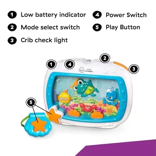 Baby Einstein 2-in-1 Sea Dreams Soother On-the-Go Gift Set, Musical Crib Toy Sound Machine and Portable Aquarium Toy, Ages Newborn and Up thumbnail 7