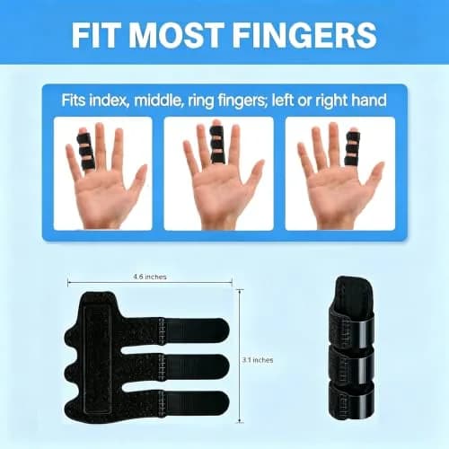 NSKONGDODO Trigger Finger Splint Brace for Knuckle Immobilization, Broken Protector & Arthritis Relief, Fits Index, Middle, Ring Fingers (2-Pack, Black) thumbnail 2