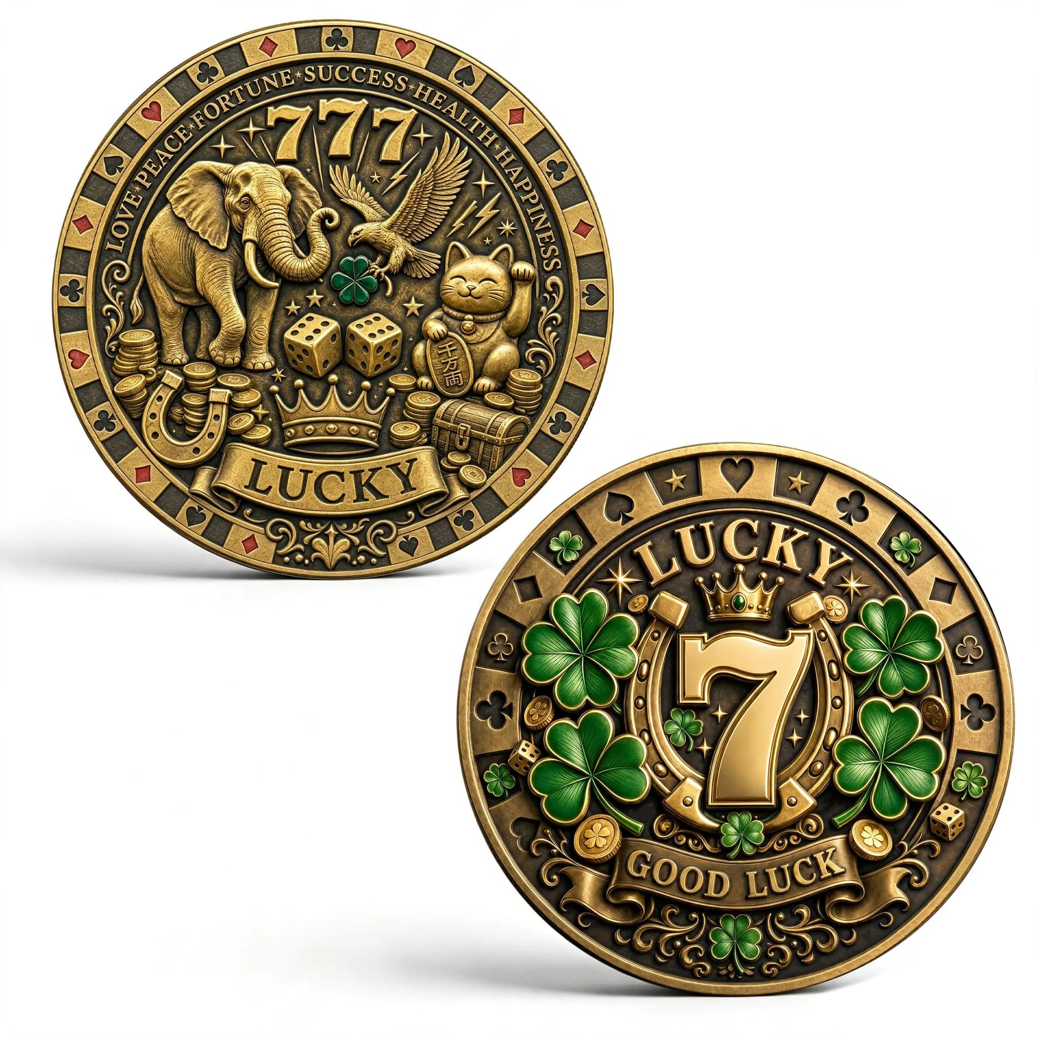 LParkin Lucky Coin Good Luck Charm & Lottery Scratcher Tool for Men Women | Vintage Bronze