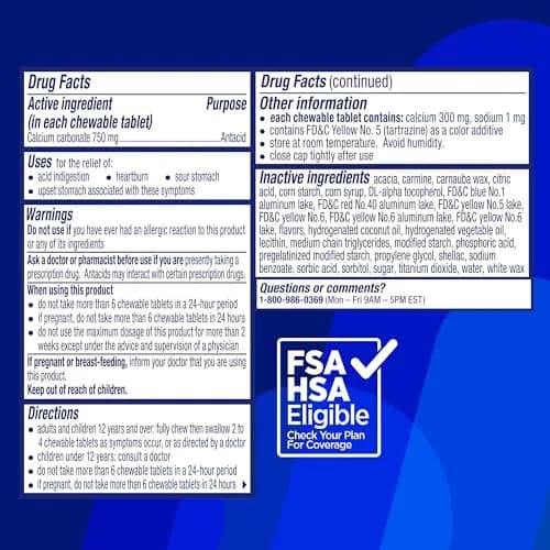 Alka-Seltzer Extra Strength Heartburn ReliefChews 200 Count | Fast Acid Indigestion Relief thumbnail 7