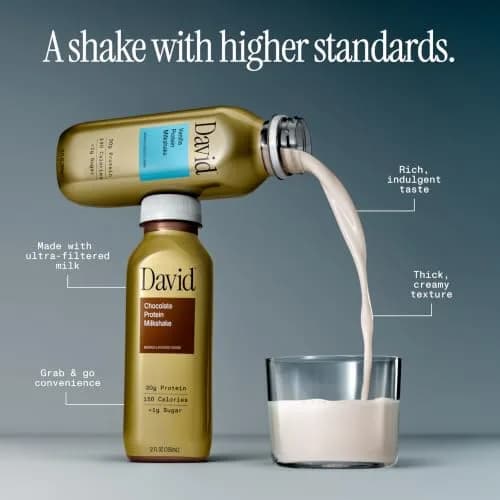 David Chocolate Protein Shake, 30g Protein, Ready to Drink, 12 fl oz | Rich Chocolate Flavor, Lactose Free, 12 Pack thumbnail 5