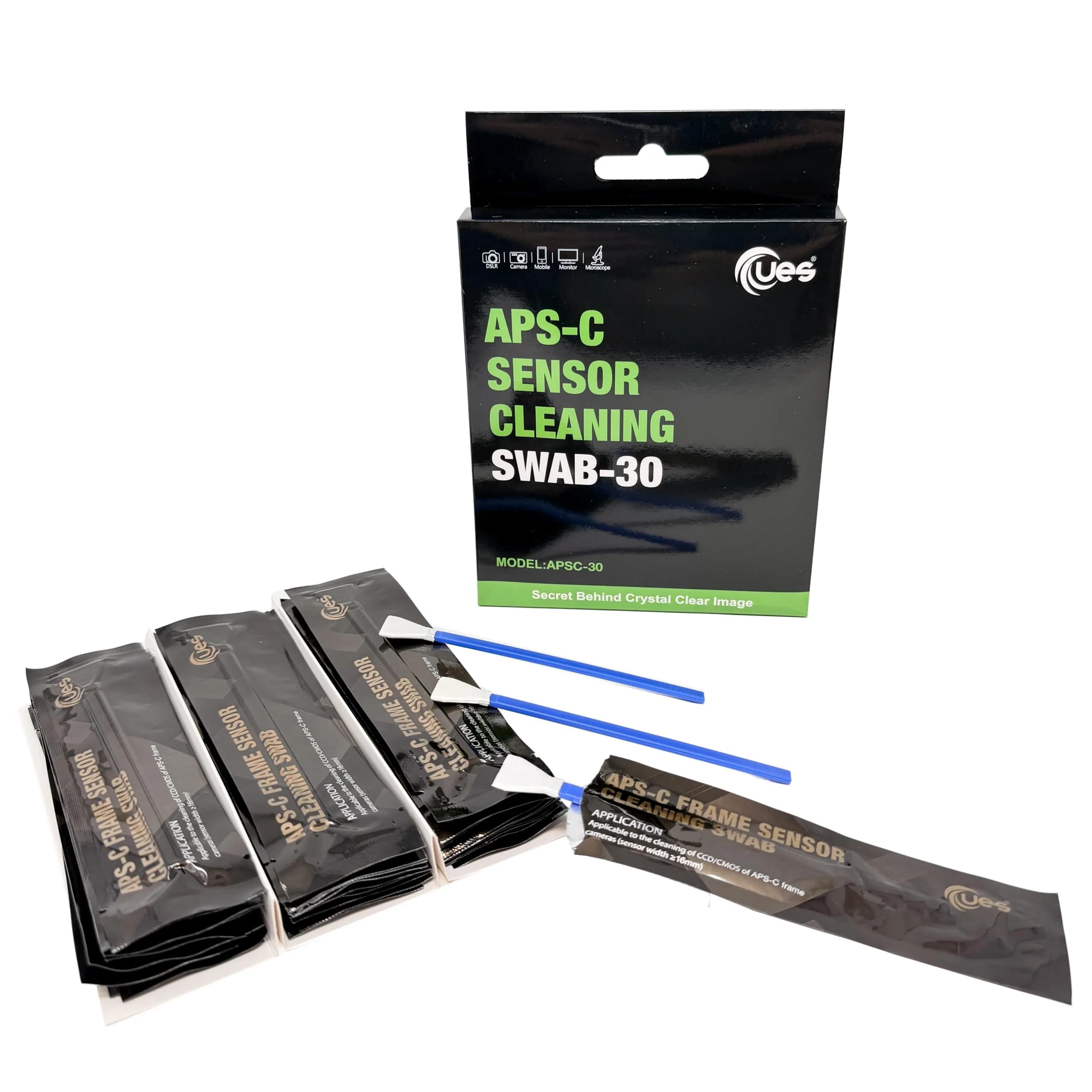 UES 16mm APS-C Camera Sensor Cleaning Swabs, 30 Pack Dry Swab Refill Kit | Lint-Free Microfiber for DSLR/Mirrorless