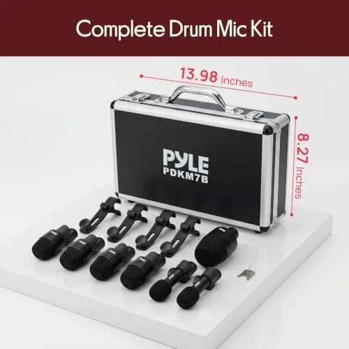 Pyle 7-Piece Drum Microphone Kit with Dynamic & Condenser Mics | Complete Studio & Live Setup thumbnail 8