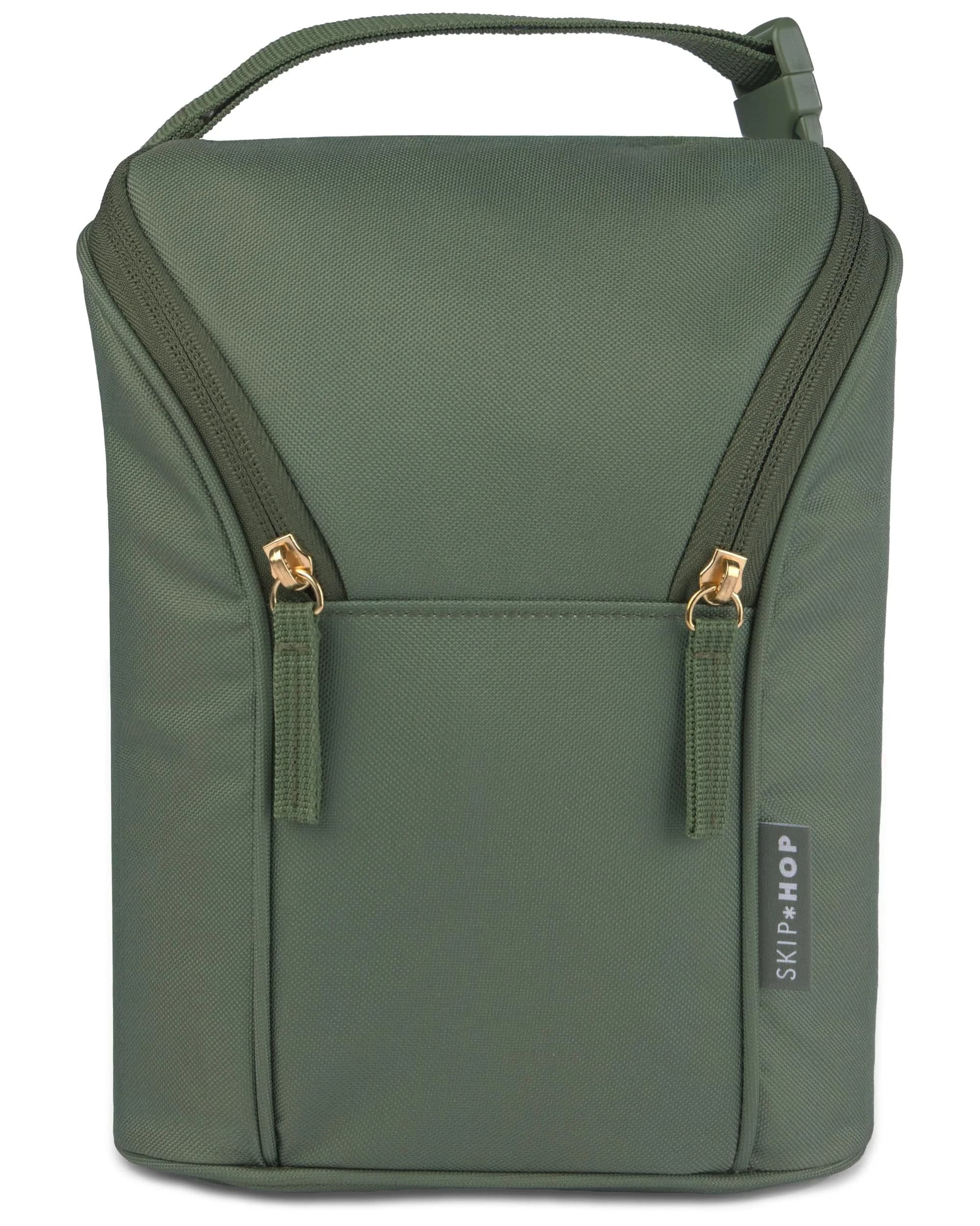Skip Hop Insulated Bottle Bag Sage Holds 2 Bottles Includes Freezer Pack | Stroller-Friendly