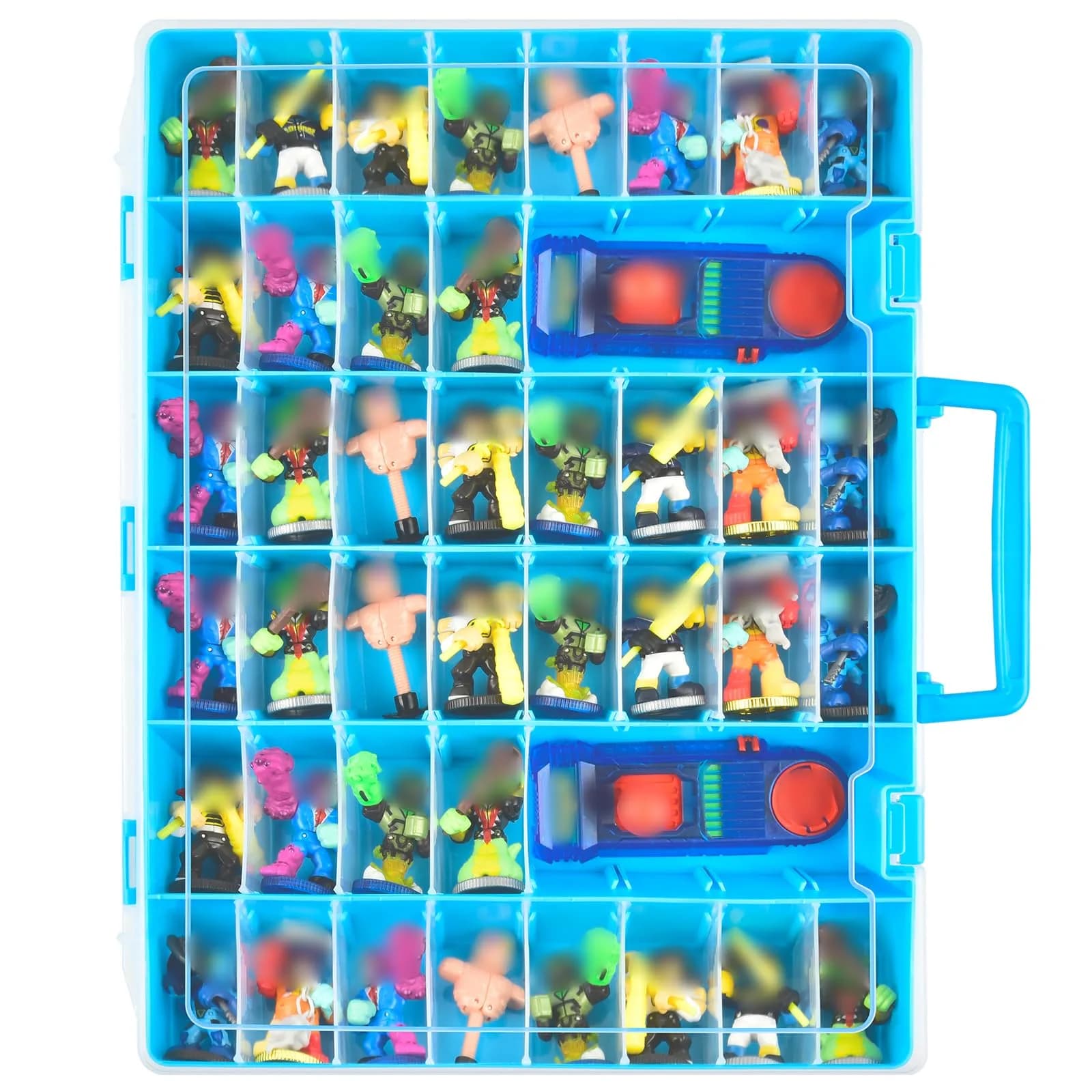 Aptbyte Blue Display Enclosure for Akedo Warriors | Large Capacity Toy Storage Case with Removable Partition — Pink With White Handle