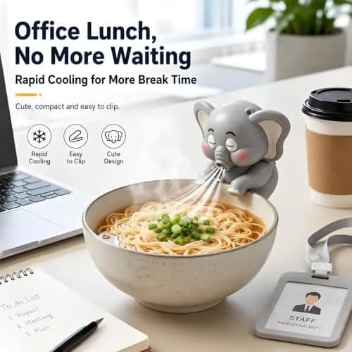 SEPSUMMER Mini Food Cooling Fan, Portable Elephant Desktop Clip-on Cup Fan 8.99cm (3.54 in) | Cools Hot Meals Instantly thumbnail 5