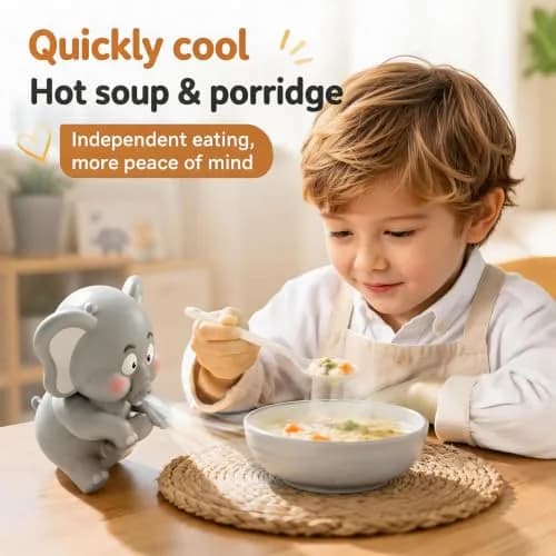 SEPSUMMER Mini Food Cooling Fan, Portable Elephant Desktop Clip-on Cup Fan 8.99cm (3.54 in) | Cools Hot Meals Instantly thumbnail 3