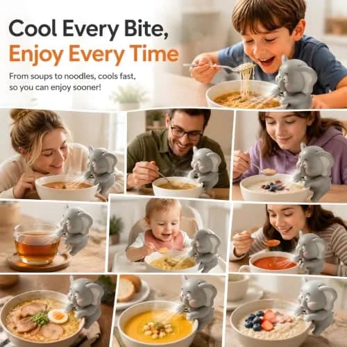 SEPSUMMER Mini Food Cooling Fan Portable Elephant Clip-on USB Rechargeable for Hot Meals 9 cm (3.54 in) thumbnail 6