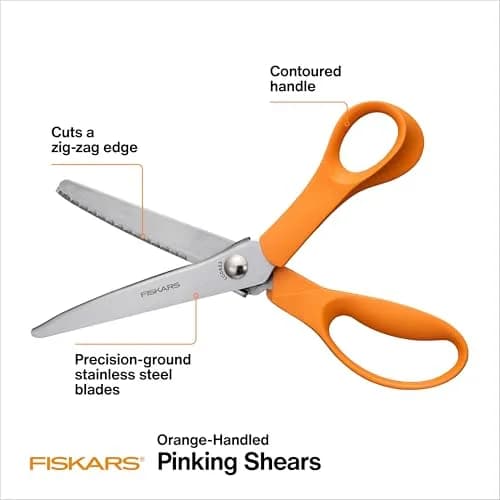 Fiskars 8" Orange-Handled Pinking Shears for Fabric Cutting & Sewing (Pack of 12) | Zigzag Edge, Stainless Steel Blades thumbnail 2