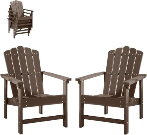 ACUEL HDPE Stackable Adirondack Chairs Set of 2 | All-Weather Durable Poly Lumber thumbnail 1
