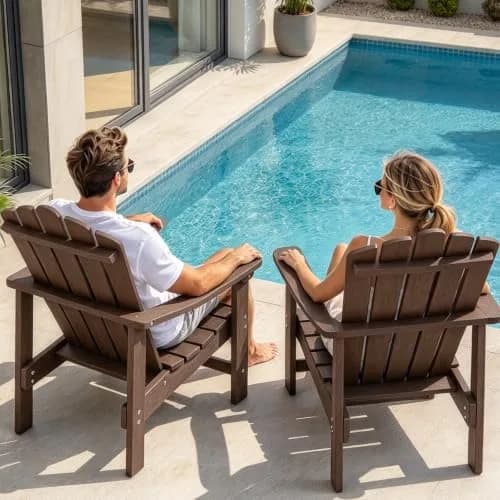 ACUEL HDPE Stackable Adirondack Chairs Set of 2 | All-Weather Durable Poly Lumber thumbnail 6