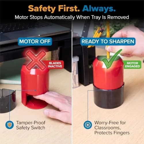 Bostitch Vertical Electric Pencil Sharpener, Standard & Jumbo, Red | Heavy-Duty Motor & 4X Longer Cutter Life thumbnail 3