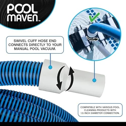 Poolmaven Manual Pool Vacuum Hose 40 ft | Made in USA, 1-1/2 in. Diameter, Flexible EVA, Dependable for Manual Pool Cleaning thumbnail 5