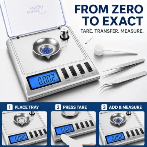 Smart Weigh GEM30 Milligram Jewelry Scale 30g x 0.001g | Professional Precision for Gold, Gems, Medicine & Lab thumbnail 5