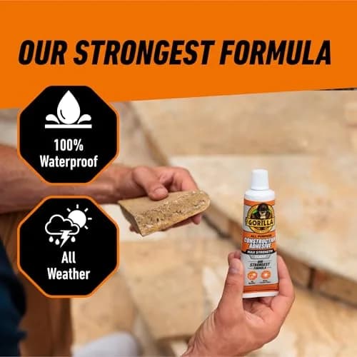 Gorilla Max Strength Clear Construction Adhesive 2.5 oz (74ml) Tubes, Pack of 5 | Strongest Formula, Waterproof, Gap-Filling thumbnail 5