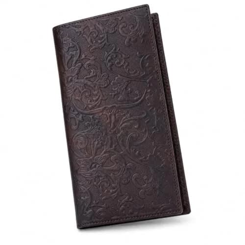 BISON DENIM Long Wallet for Men with AirTag Holder, Genuine Leather RFID Bifold Checkbook, 12 Card Slots, ID Window & Zipper Coin Pocket thumbnail 1