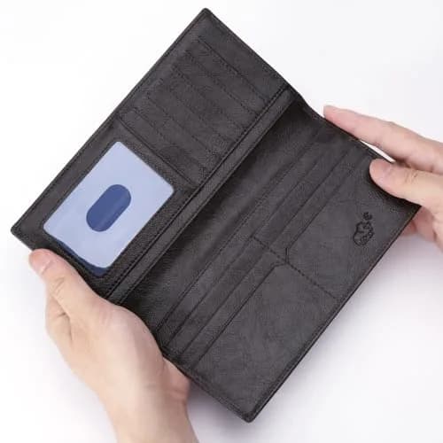 BISON DENIM Long Wallet for Men with AirTag Holder, Genuine Leather RFID Bifold Checkbook, 12 Card Slots, ID Window & Zipper Coin Pocket thumbnail 7