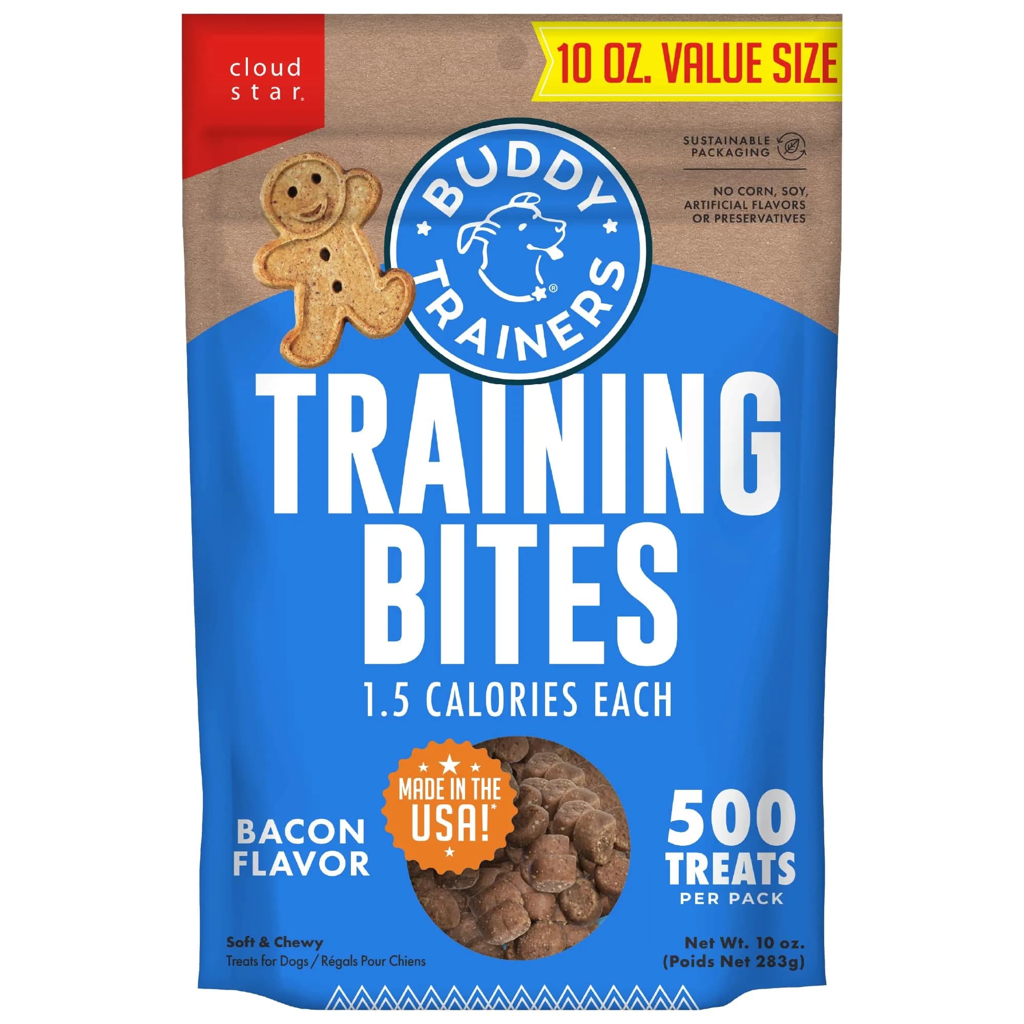 Buddy Biscuits Training Bites Bacon | Soft Chewy Dog Treats, 10 oz (Pack of 12)