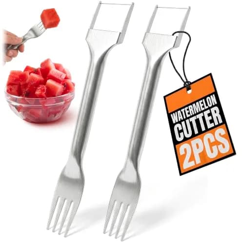 BURIUS Watermelon Fork Slicer Cutter Stainless Steel 20.3 cm (8 Inch) | All-in-One Fruit Prep Tool thumbnail 1