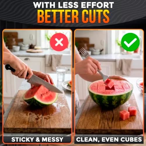 BURIUS Watermelon Fork Slicer Cutter Stainless Steel 20.3 cm (8 Inch) | All-in-One Fruit Prep Tool thumbnail 4