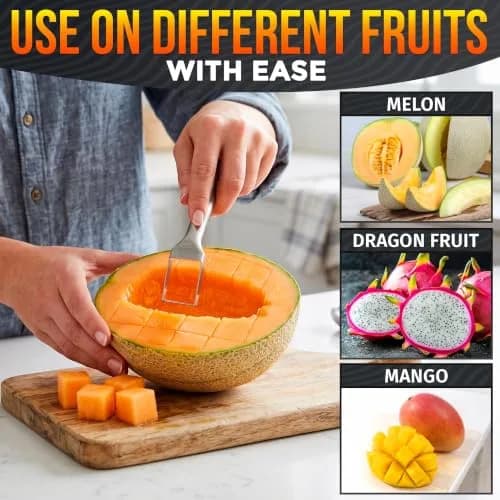 BURIUS Watermelon Fork Slicer Cutter Stainless Steel 20.3 cm (8 Inch) | All-in-One Fruit Prep Tool thumbnail 6