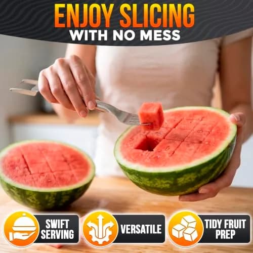 BURIUS Watermelon Fork Slicer Cutter Stainless Steel 20.3 cm (8 Inch) | All-in-One Fruit Prep Tool thumbnail 9