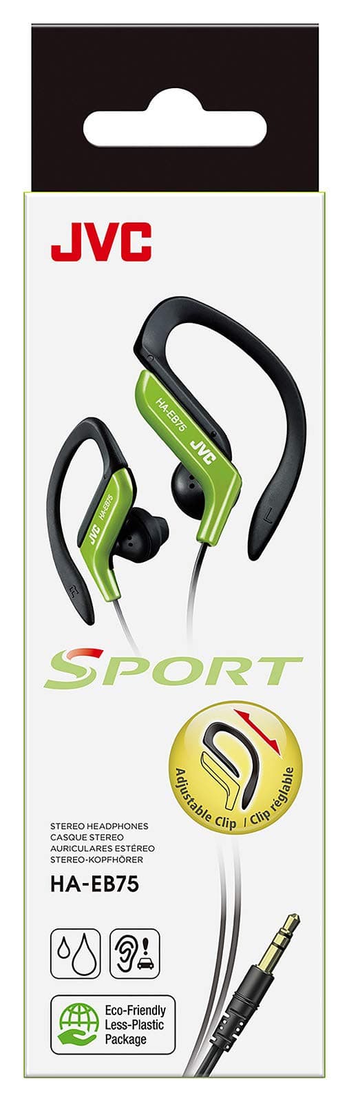 JVC Sports Clip Headphone, Green | Adjustable Secure Fit, Splash-proof, Wired - view 6
