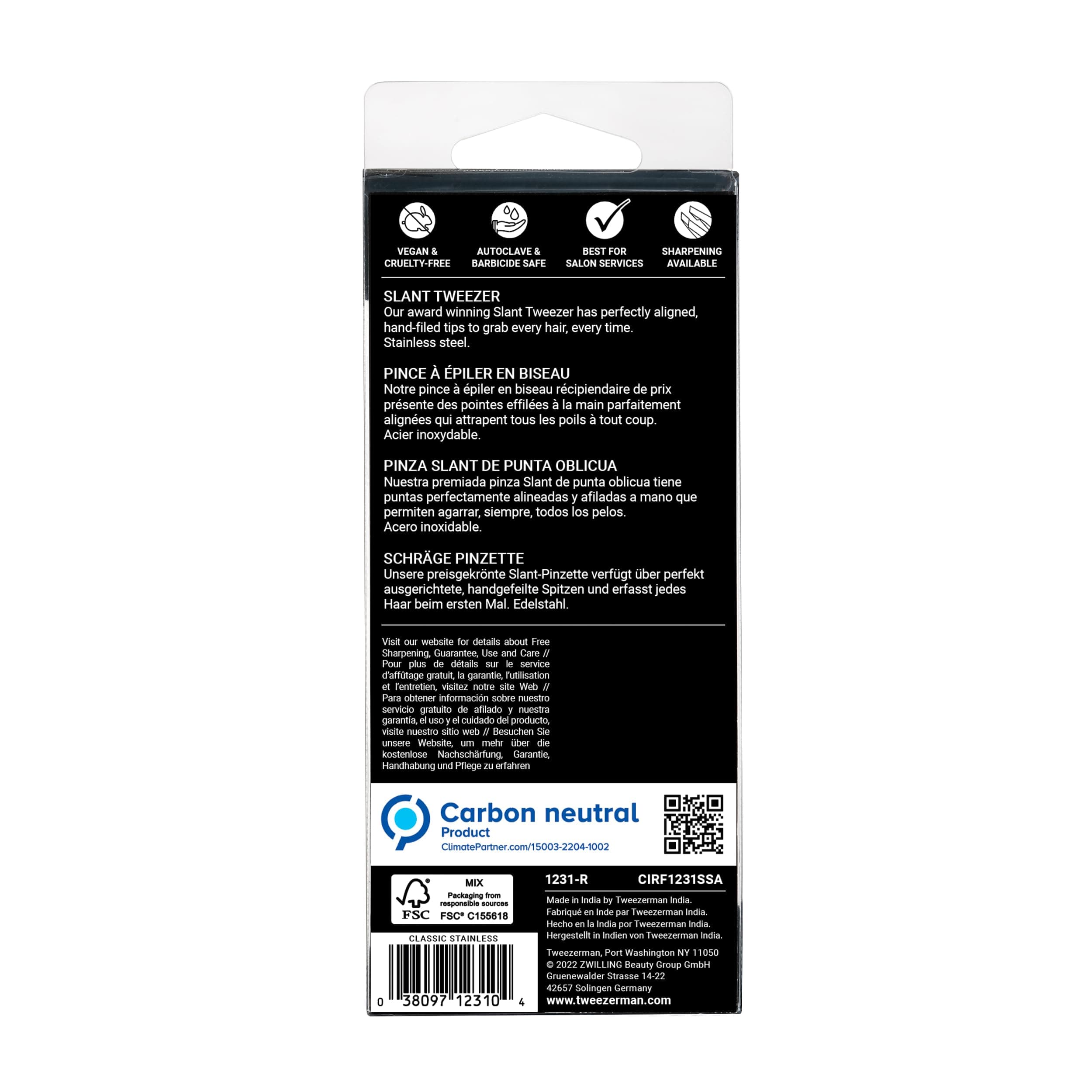 Tweezerman Stainless Steel Slant Tweezer for Eyebrows Silver | Precision Brow Shaping Tool - view 7