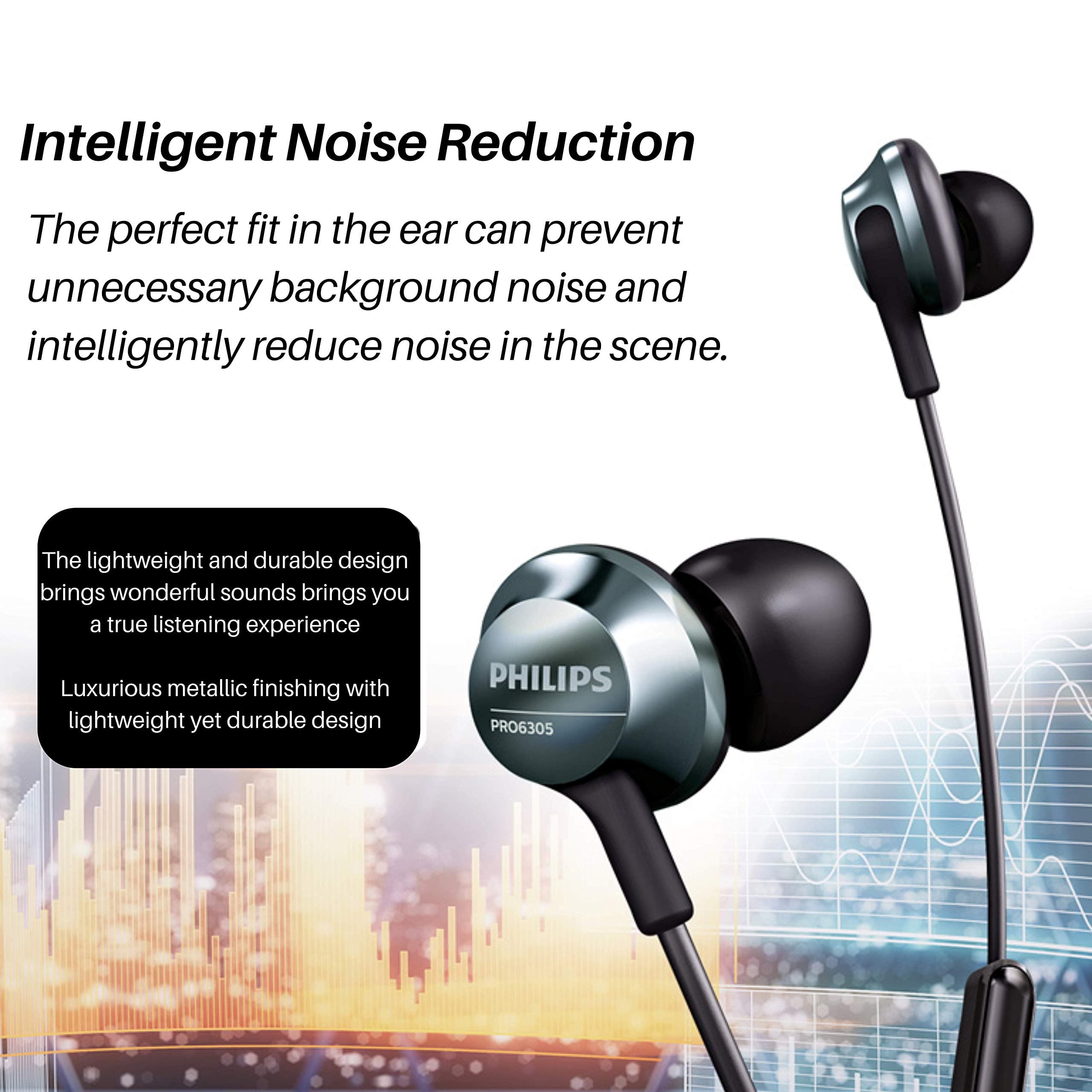 Philips Wired Earbuds with Microphone | Hi-Res Audio, Comfortable Fit, Clear Sound - view 3