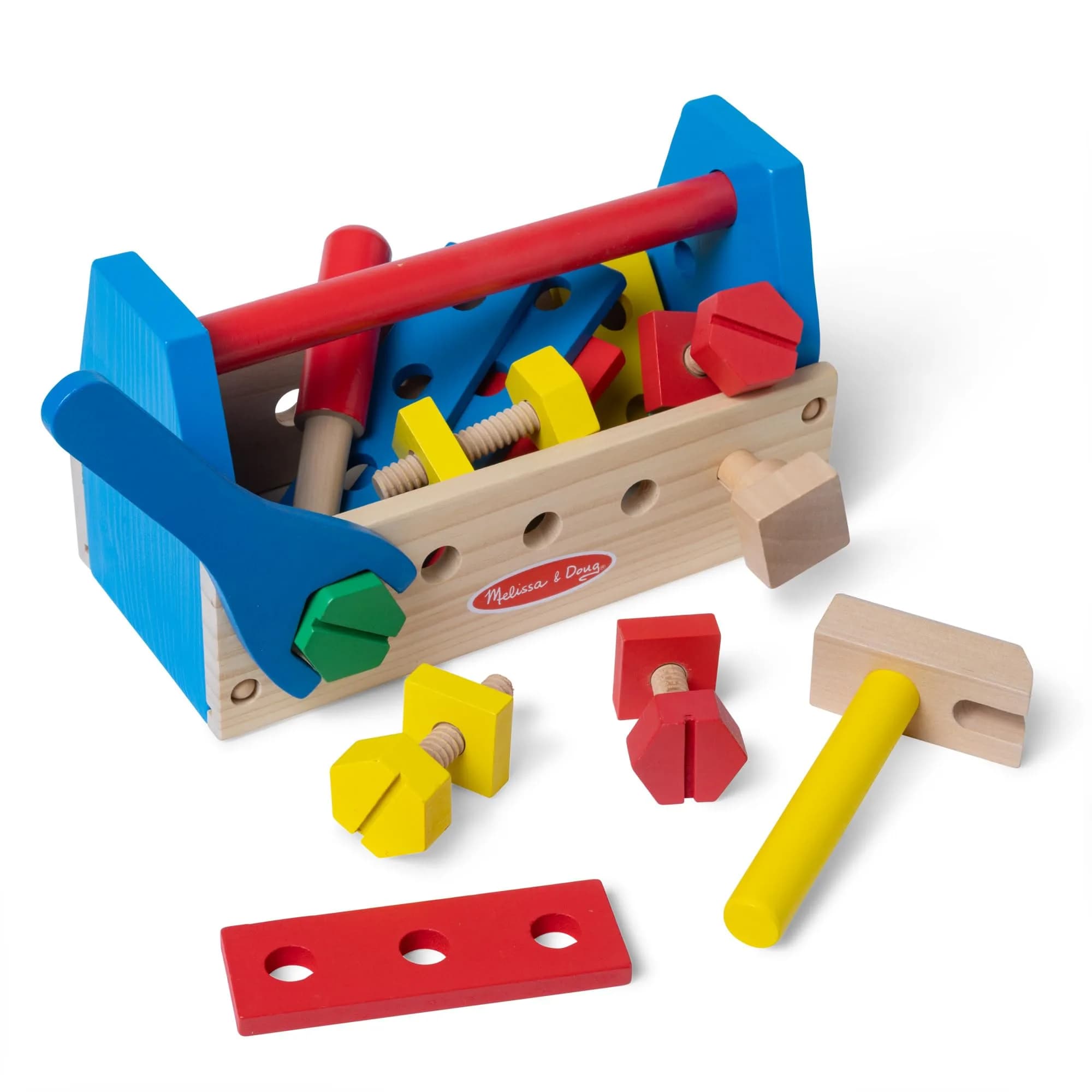 Melissa & Doug Take-Along Tool Kit Wooden Construction Toy (24 pcs) | Bright, Sturdy, Creative Play for Kids 3+ - main product image