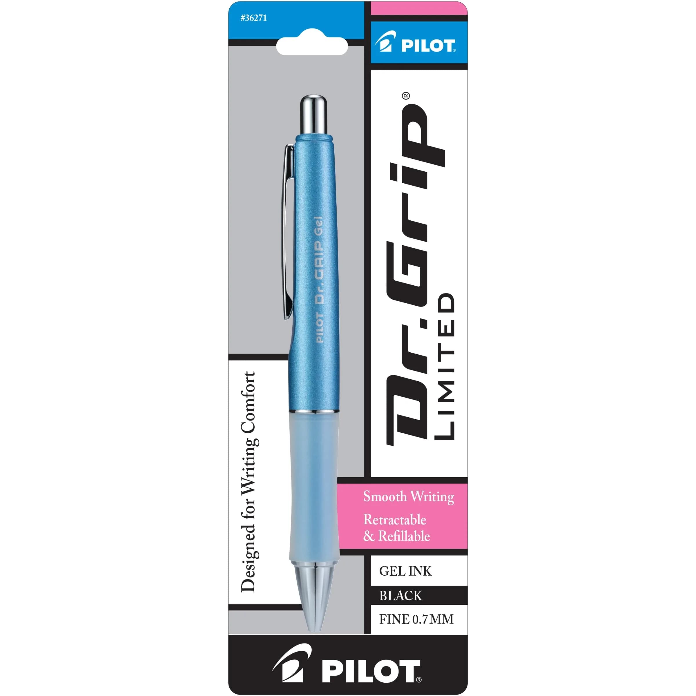 PILOT Dr. Grip Limited Gel Pen, Black Ink, Fine Point 0.7mm | Ergonomic Writing Instrument