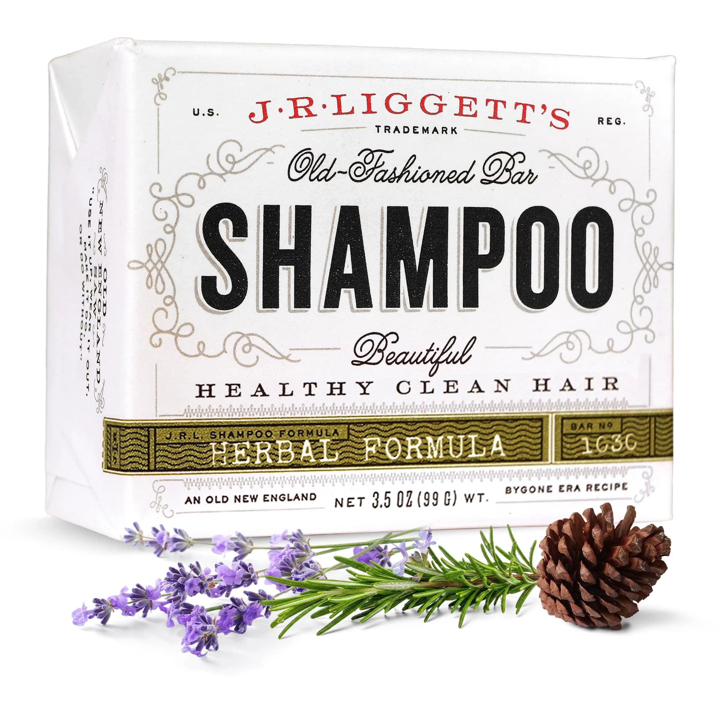 J·R·LIGGETT'S All-Natural Shampoo Bar, Herbal Scent, 100g (3.5 oz) | Supports Strong & Healthy Hair - main product image