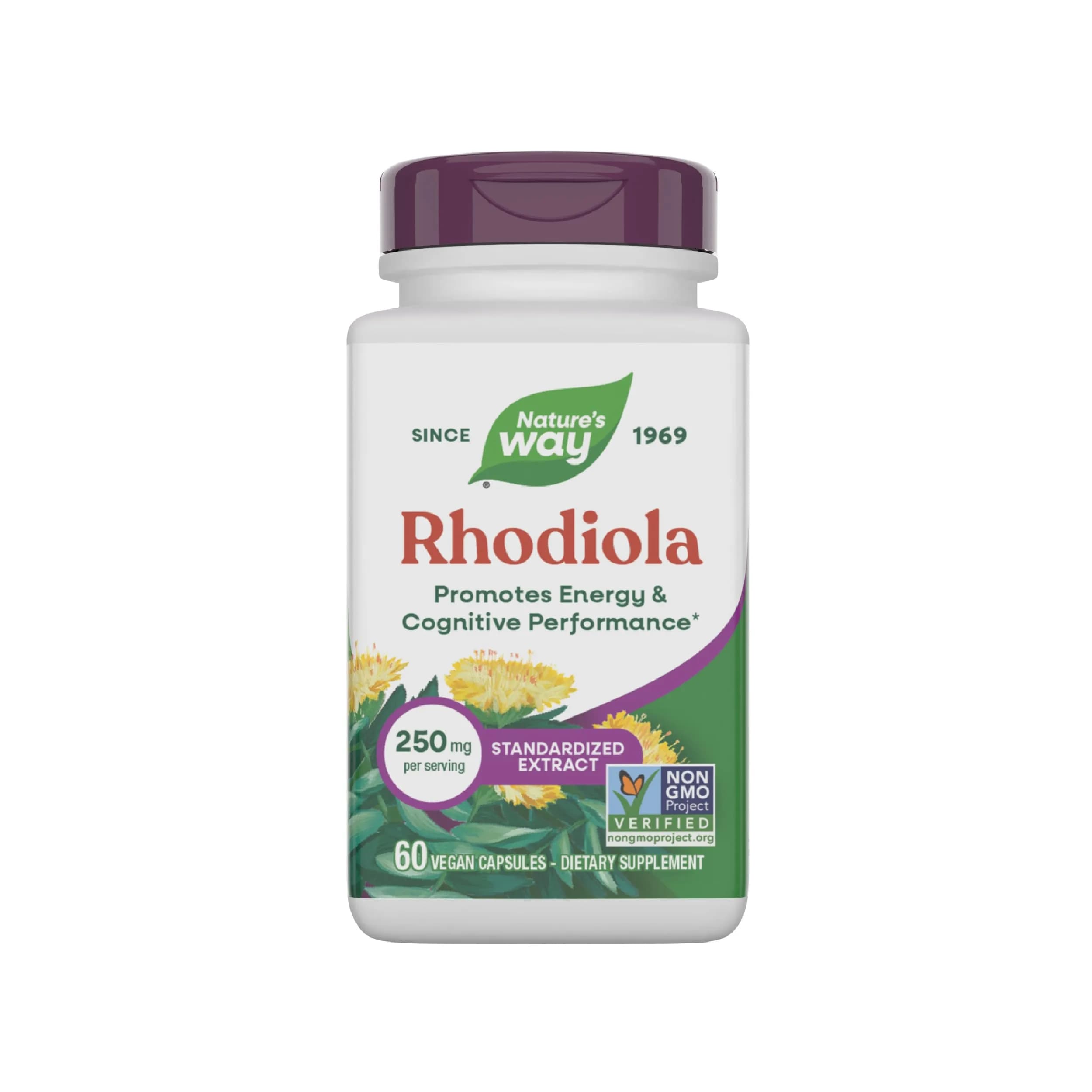 Nature's Way Rhodiola Capsules 250mg (60 Count) | Adaptogenic Herb for Energy & Cognitive Support - main product image