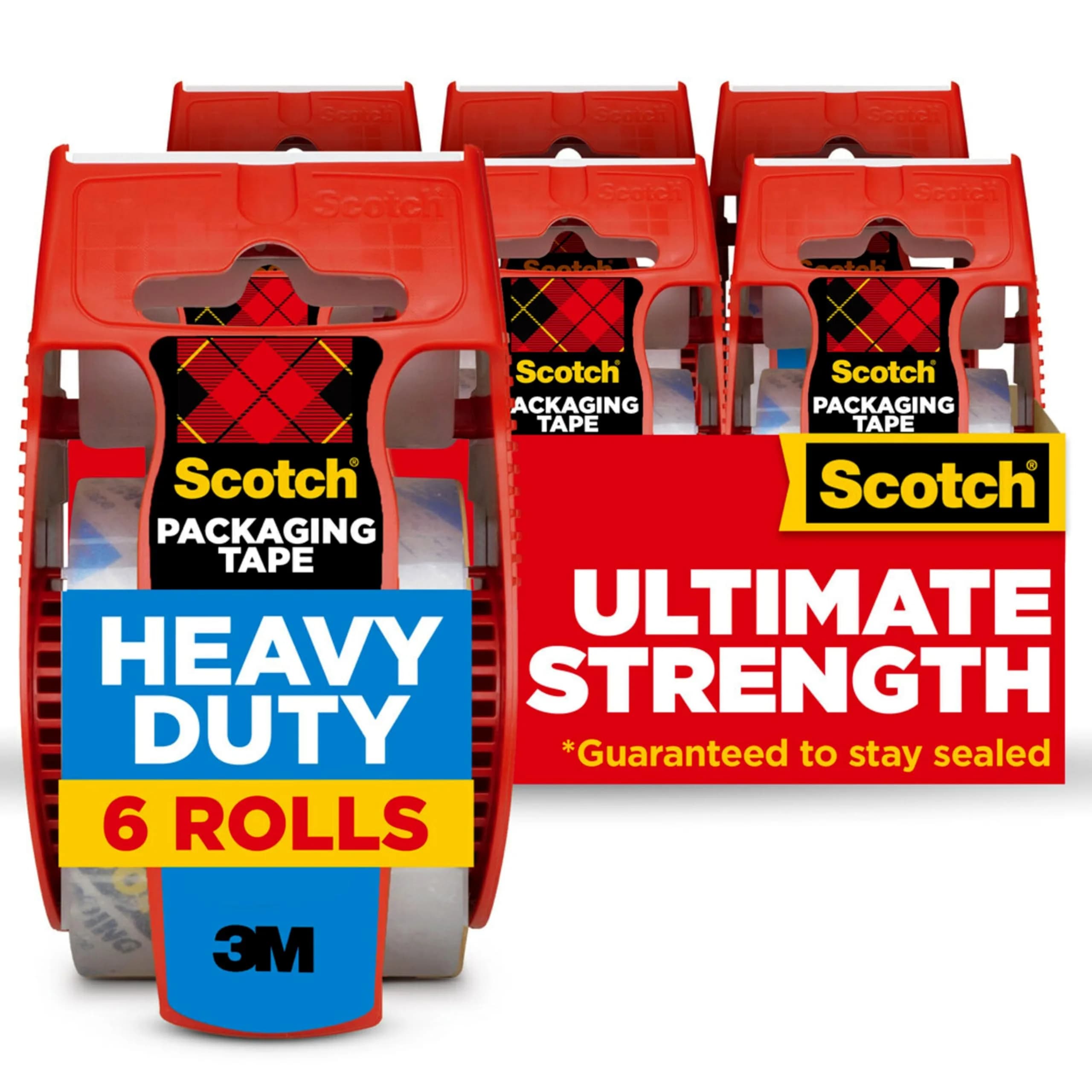 Scotch Heavy Duty Shipping Packing Tape 1.88 in. x 22.2 yd. (6 Rolls) | Industrial-Strength Adhesive for Secure Box Sealing - main product image