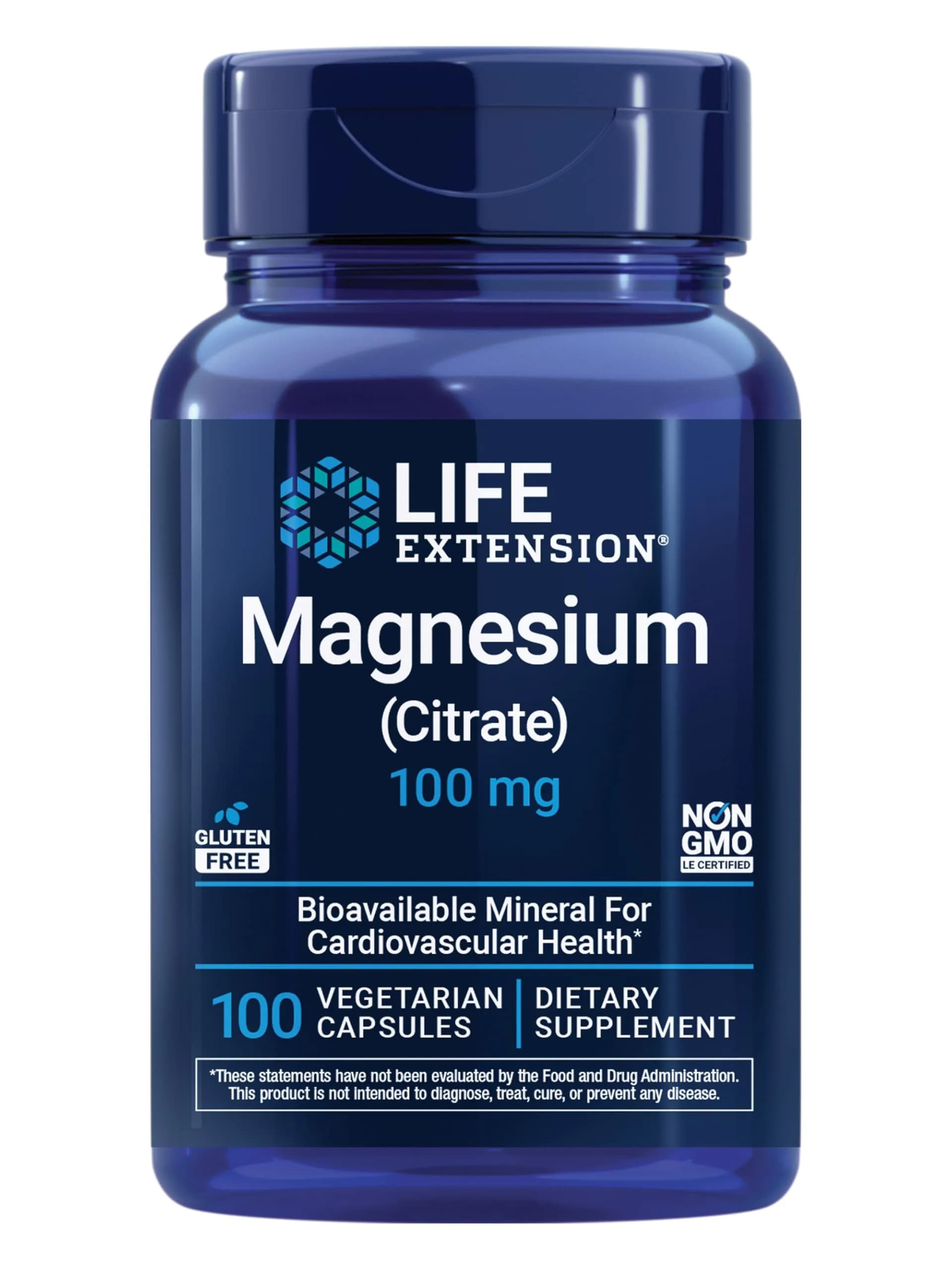 Life Extension Magnesium Citrate, 100 mg, Heart & Bone Support, 100 Capsules - main product image
