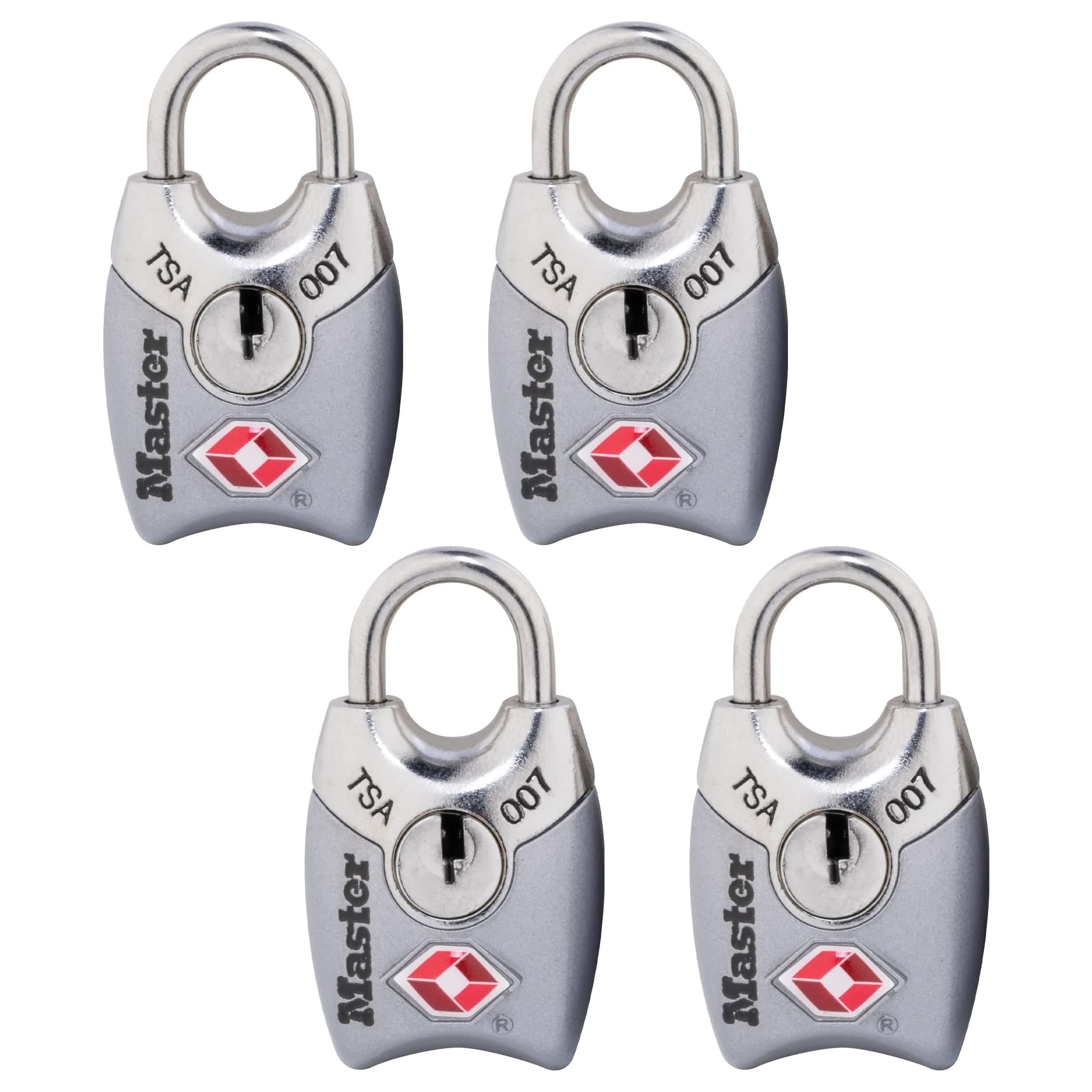 Master Lock TSA Approved Luggage Lock 4 Pack | Durable Metal Body & Shrouded Steel Shackle - main product image