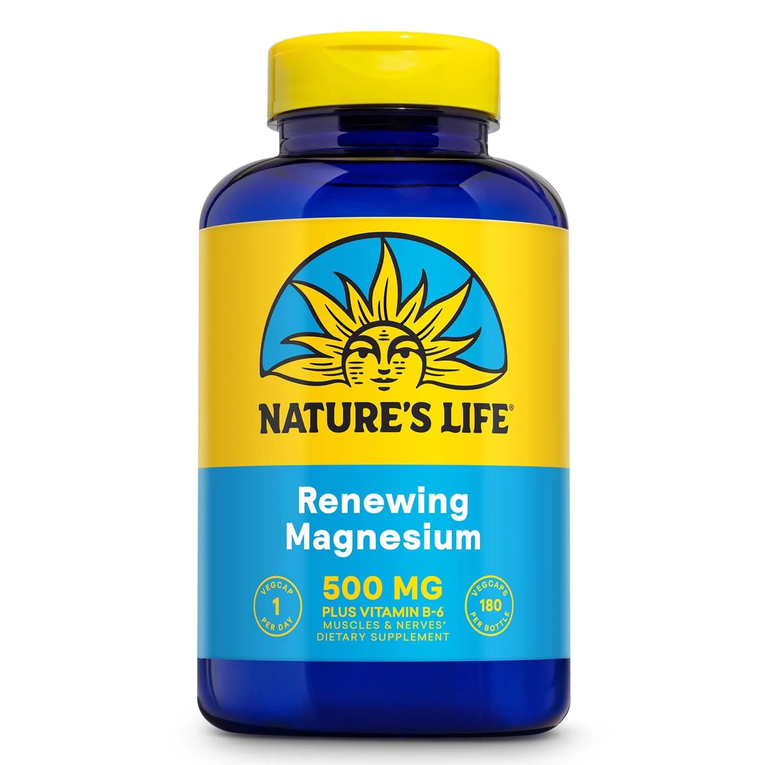 Nature's Life Magnesium 500 mg + Vitamin B-6 | Supports Muscles & Nerves, Lab Verified, 180 VegCaps