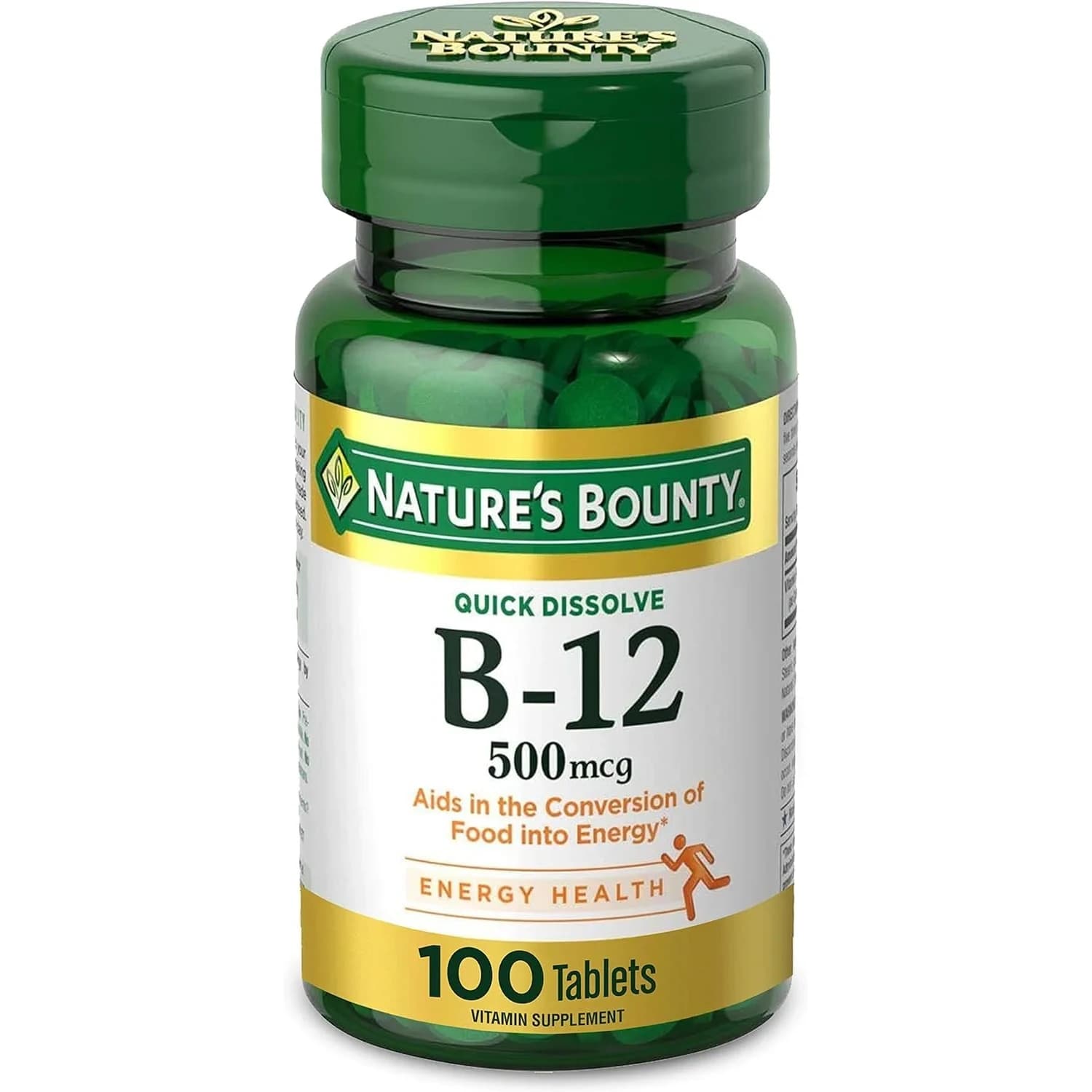 Nature's Bounty Vitamin B-12 500 mcg Microlozenges, 200 Count (Pack of 1) | Energy Metabolism & Nervous System Health - main product image