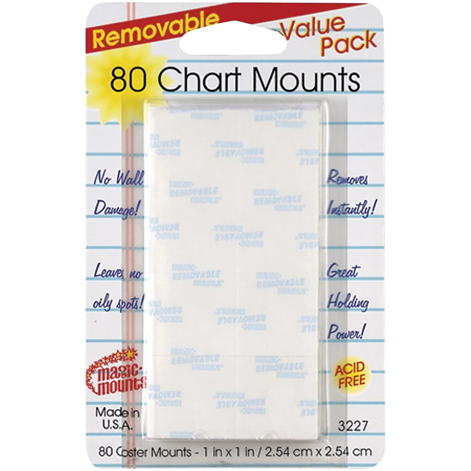 Magic Mounts Removable Chart Mounts 1" (80 Count) | Teacher-Tested Adhesive Tabs - main product image