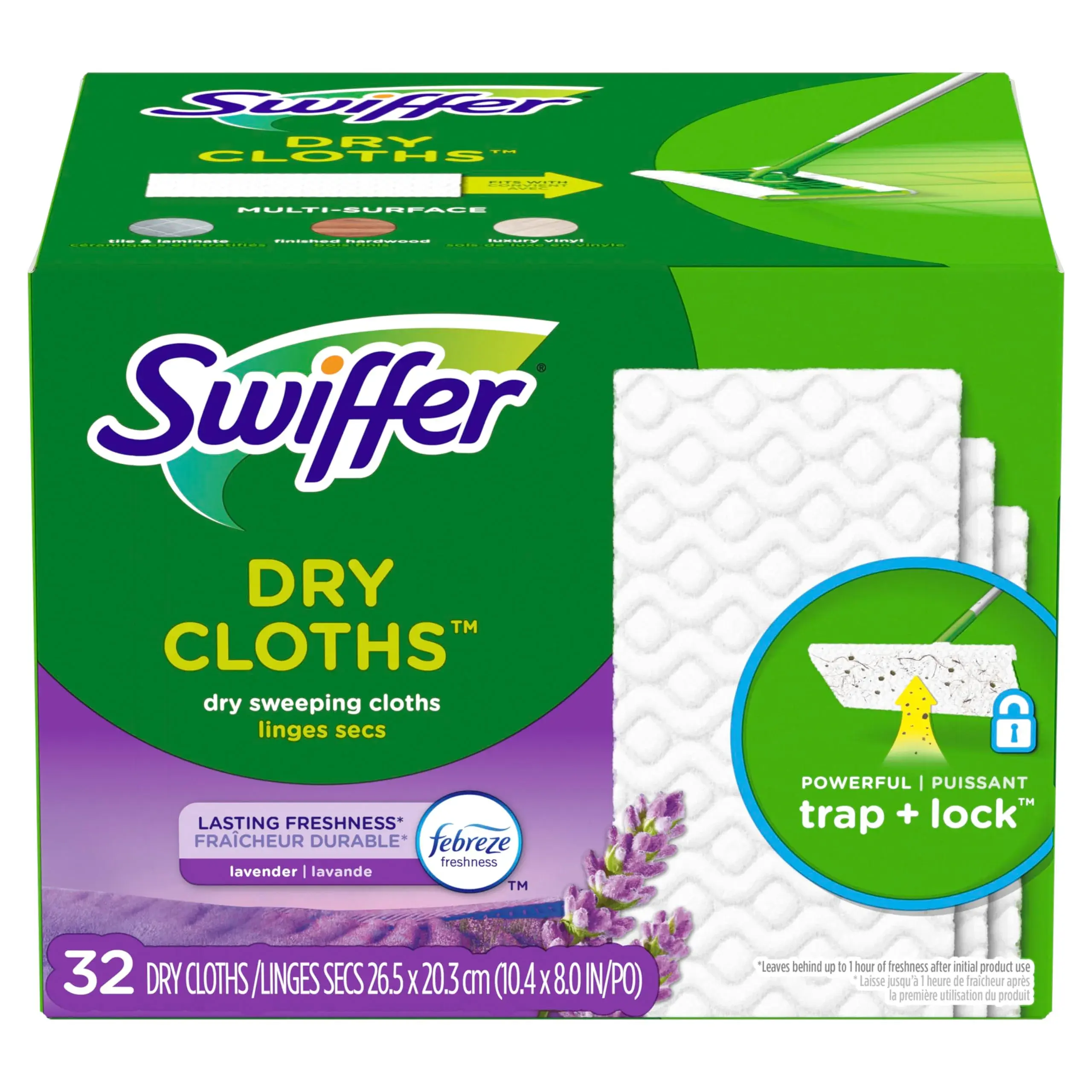 Swiffer Sweep + Mop Dry Pads Refill 32ct (96 Total Cloths) | Traps Dirt & Dust Better Than a Broom - main product image